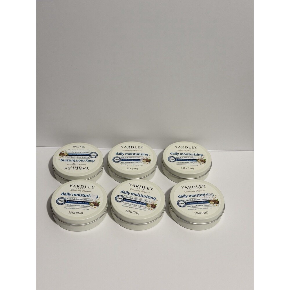 Yardley Daily Moisturizing Face & Body Cream 2.53oz Shea Butter Glycerin 6 Pk